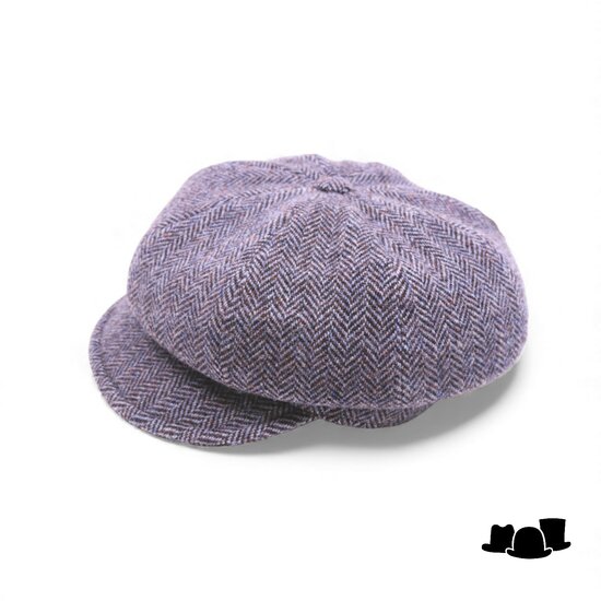 alfonso deste ballonpet krizia wol visgraat lavendelblauw bruin