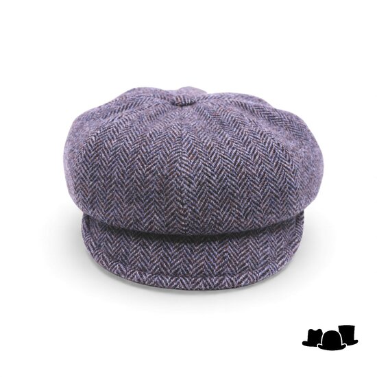 alfonso deste ballonpet krizia wol visgraat lavendelblauw bruin