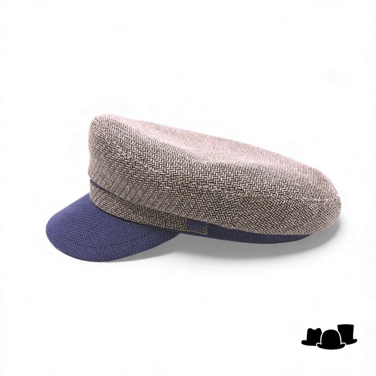 portaluri schipperspet katoen beige contrast blauw 