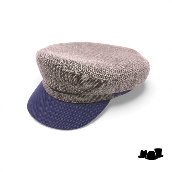 portaluri schipperspet katoen beige contrast blauw 