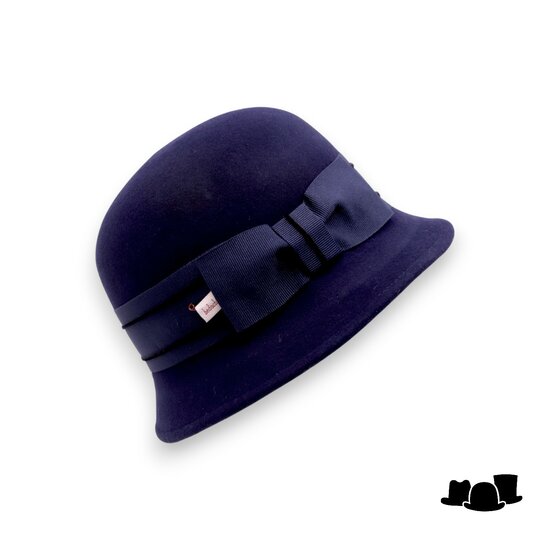 bedacht pot hoed lint met strik damrod blauw