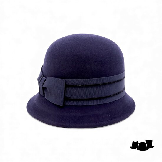 bedacht pot hoed lint met strik damrod blauw