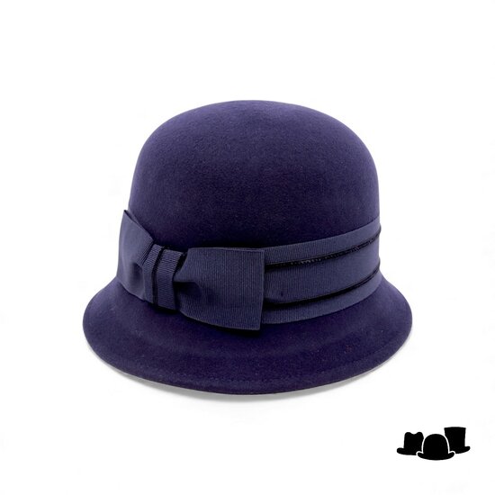 bedacht pot hoed lint met strik damrod blauw