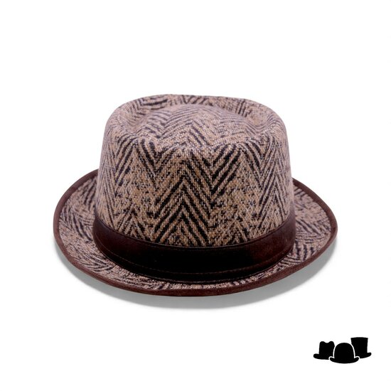 jos van dijck pork pie wolmix grof visgraat bruin en beige