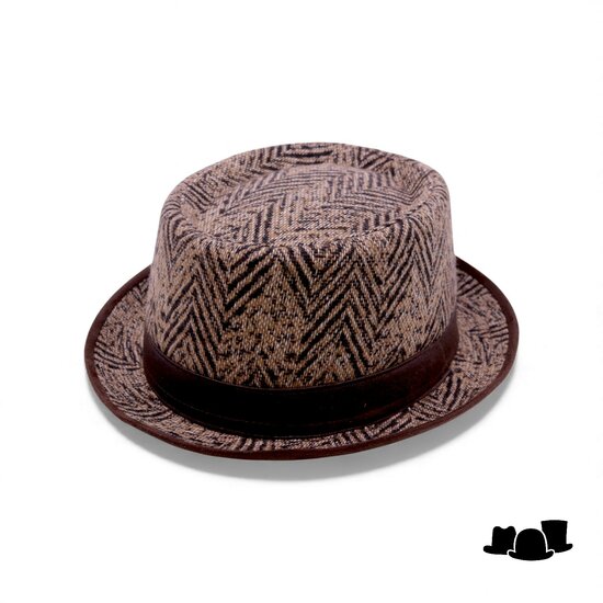 jos van dijck pork pie wolmix grof visgraat bruin en beige