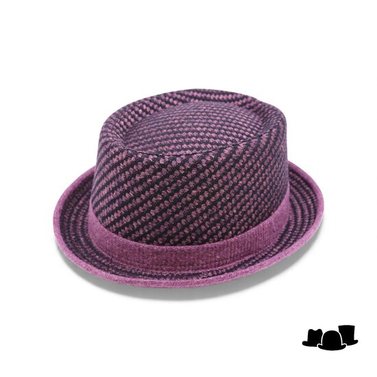 jos van dijck pork pie tweed dessin raspberry and black