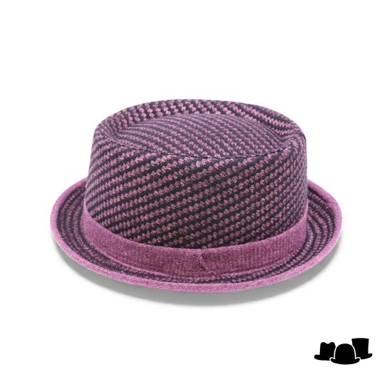 jos van dijck pork pie tweed dessin raspberry and black