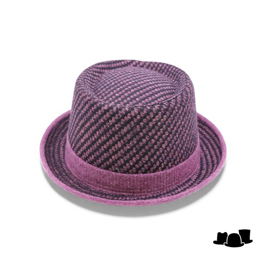 jos van dijck pork pie tweed dessin raspberry and black