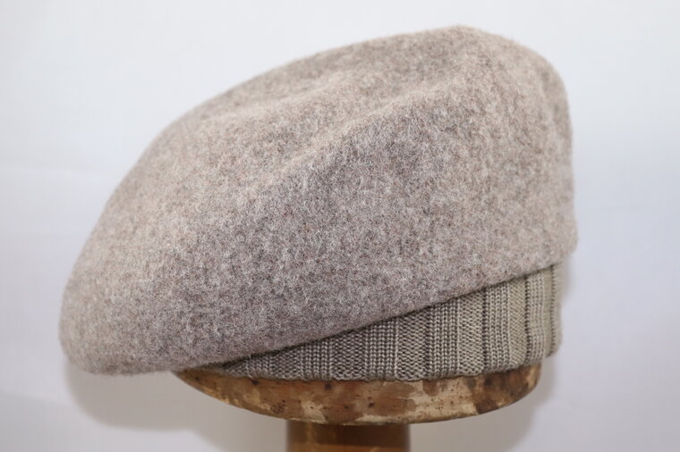 seeberger baret gebreide rand wol taupe