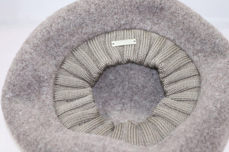 seeberger baret gebreide rand wol taupe