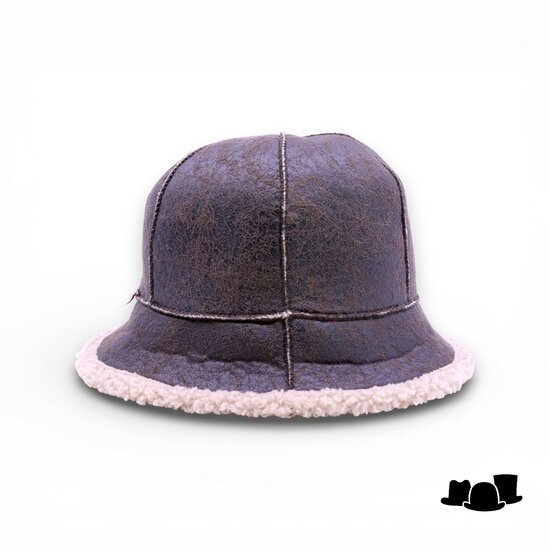 bedacht bonthoed aldor faux shearling en faux leder bruin