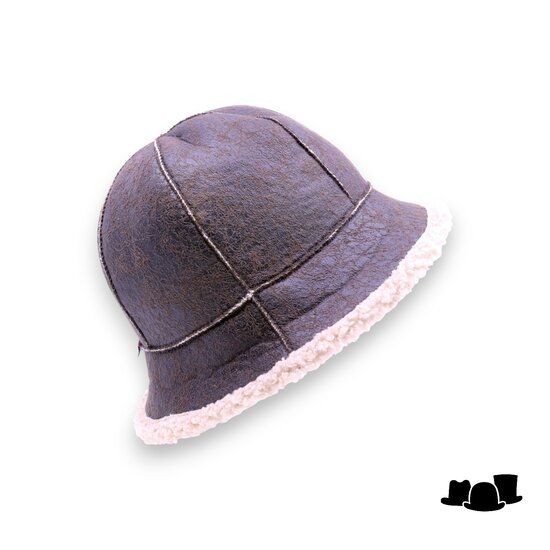 bedacht bonthoed aldor faux shearling en faux leder bruin