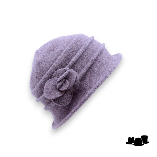 seeberger cloche soft vilt ribbels bloem taupe