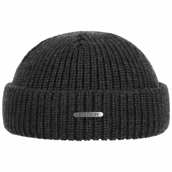 stetson short beanie nashvile merino wool knit antraciet grey
