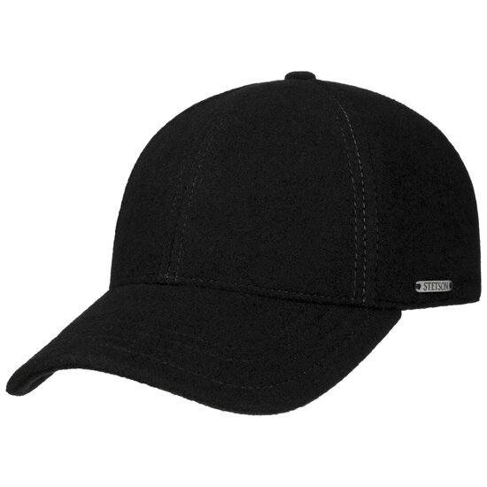 stetson baseball cap met oorklep vaby wol cashmere mix zwart