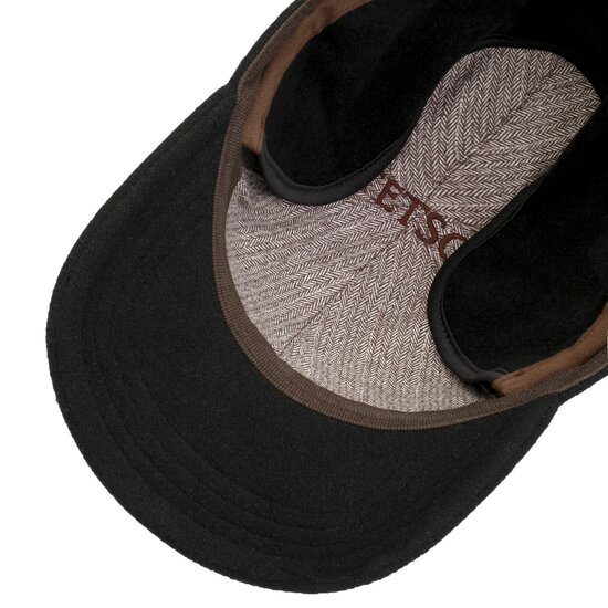 stetson baseball cap met oorklep vaby wol cashmere mix zwart