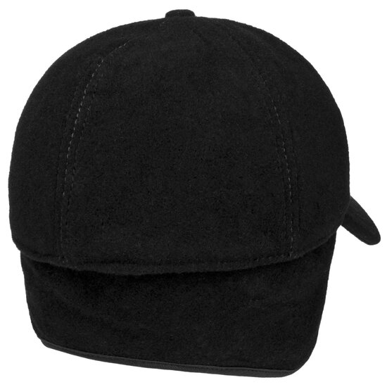 stetson baseball cap met oorklep vaby wol cashmere mix zwart