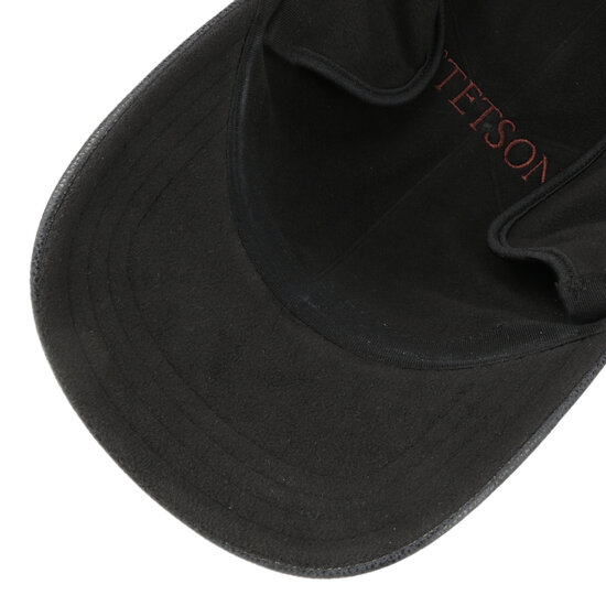 stetson baseball cap met oorklep cowhide leather black