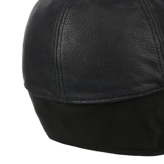 stetson baseball cap met oorklep cowhide leather black