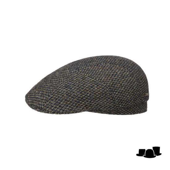 stetson driver cap harris tweed navy beige