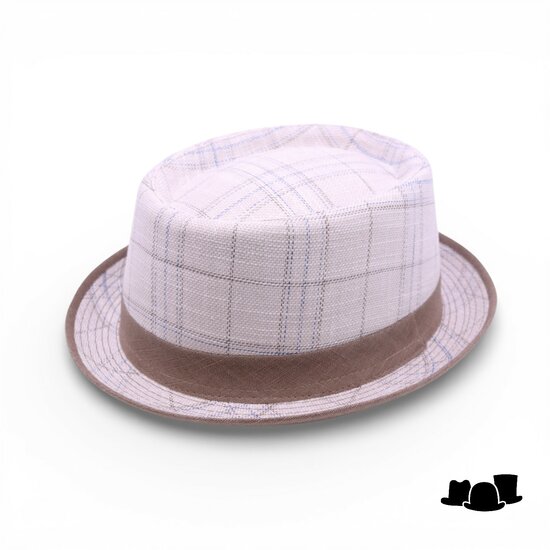 jos van dijck pork pie linnen tartan beige