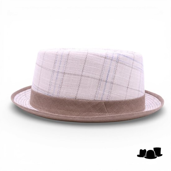 jos van dijck pork pie linnen tartan beige