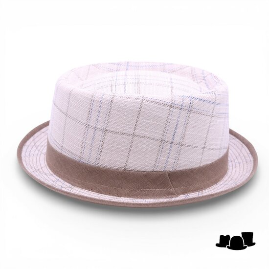 jos van dijck pork pie linnen tartan beige