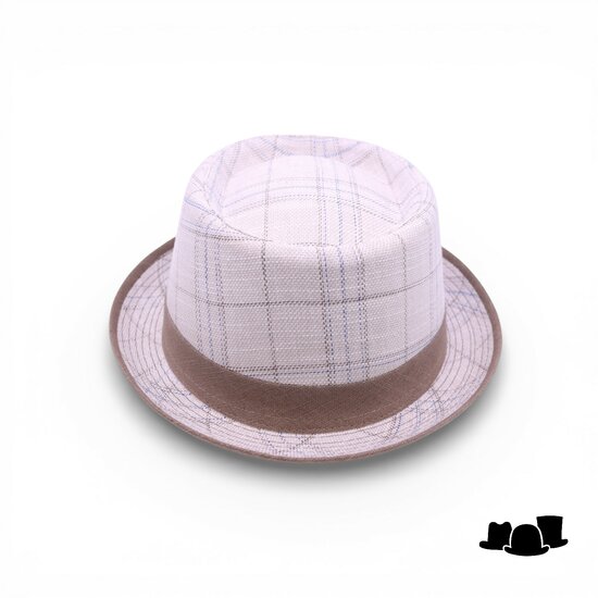 jos van dijck pork pie linnen tartan beige