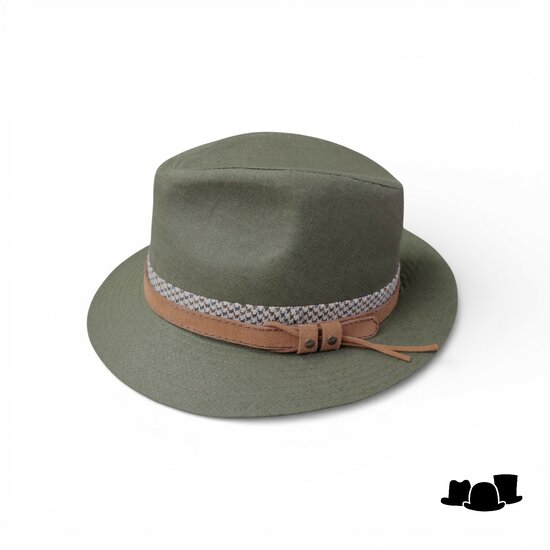 jos van dijck fedora 62 linnen groen pdp en leer