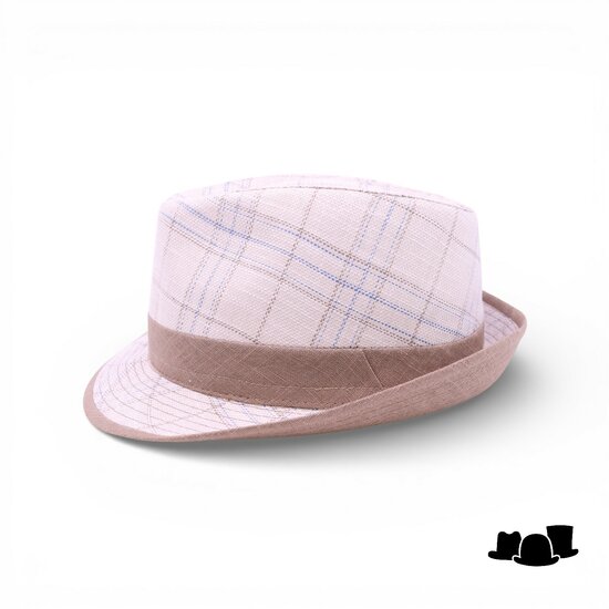 jos van dijck trilby linnen tartan beige