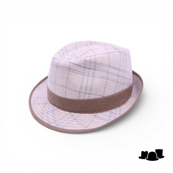 jos van dijck trilby linnen tartan beige
