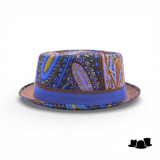 jos van dijck pork pie fantasy blauw vegan leather bruin