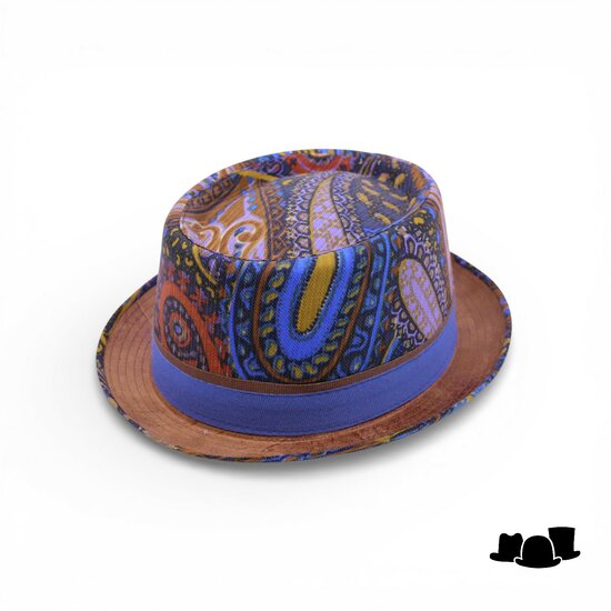 jos van dijck pork pie fantasy blauw vegan leather bruin