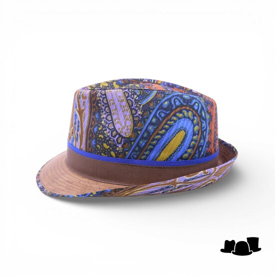 jos van dijck trilby fantasy blauw vegan leather bruin