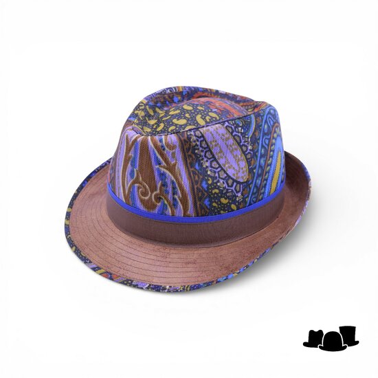 jos van dijck trilby fantasy blauw vegan leather bruin