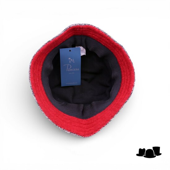 panizza cloche met strik babi wol grijs en rood