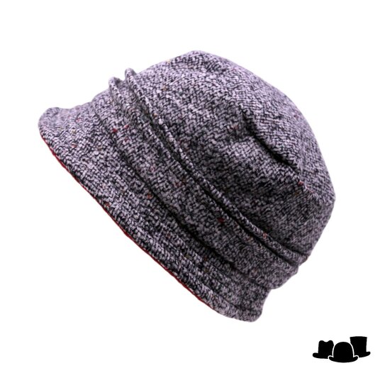 panizza cloche met strik babi wol grijs en rood