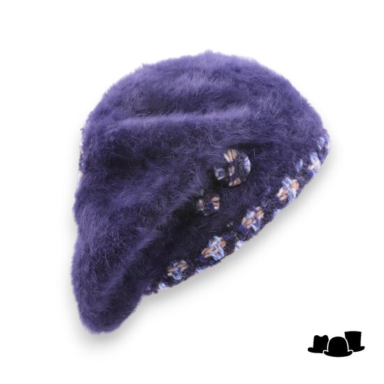 panizza baret angora wolmix donkerblauw