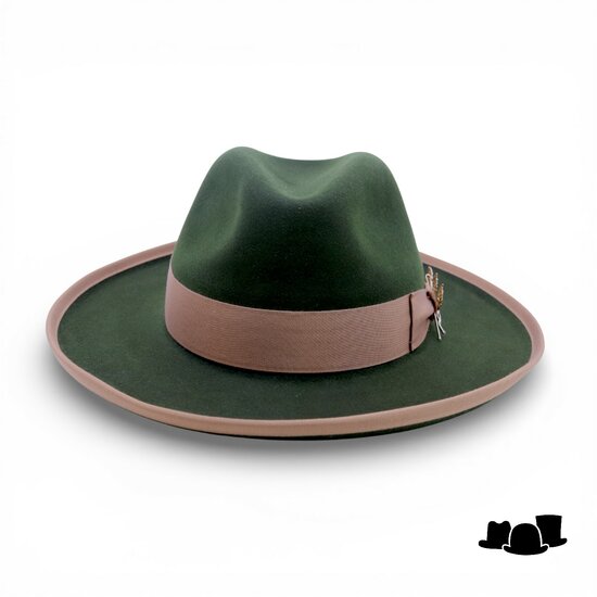 jos van dijck fedora rho pencil roll brim haarvilt groen en camel