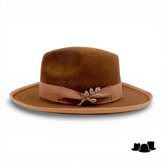 jos van dijck fedora rho pencil roll brim haarvilt bruin en camel