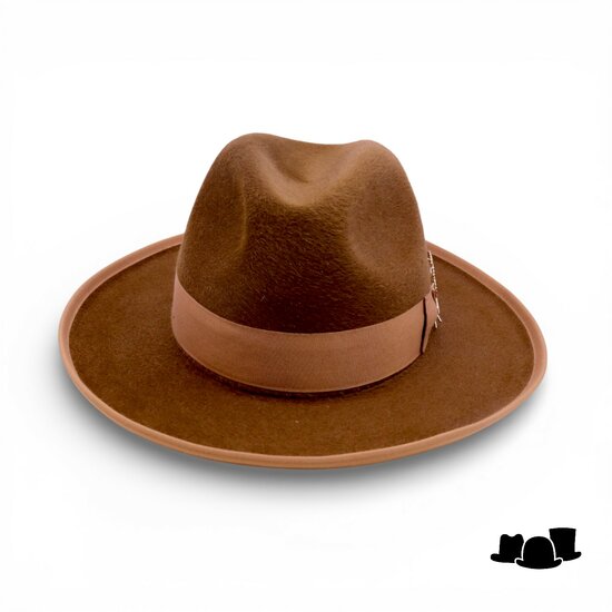 jos van dijck fedora rho pencil roll brim haarvilt bruin en camel