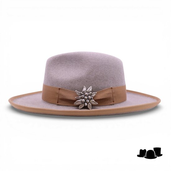 jos van dijck fedora rho pencil roll brim haarvilt light taupe en camel