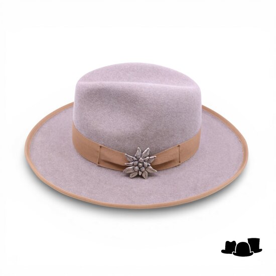 jos van dijck fedora rho pencil roll brim haarvilt light taupe en camel
