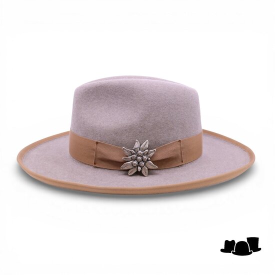 jos van dijck fedora rho pencil roll brim haarvilt light taupe en camel