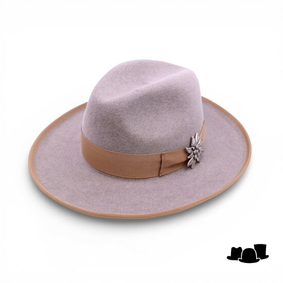 jos van dijck fedora rho pencil roll brim haarvilt light taupe en camel