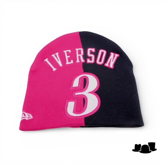 new era knitted beanie philadelphia 76ers allen iverson black and red