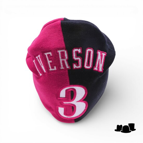 new era knitted beanie philadelphia 76ers allen iverson black and red