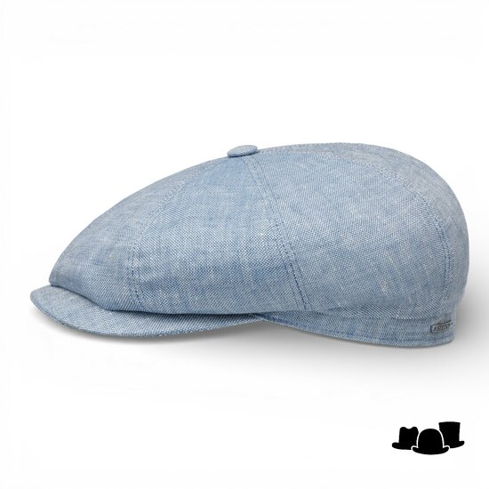 stetson hatteras newsboy cap classic linnen lichtblauw