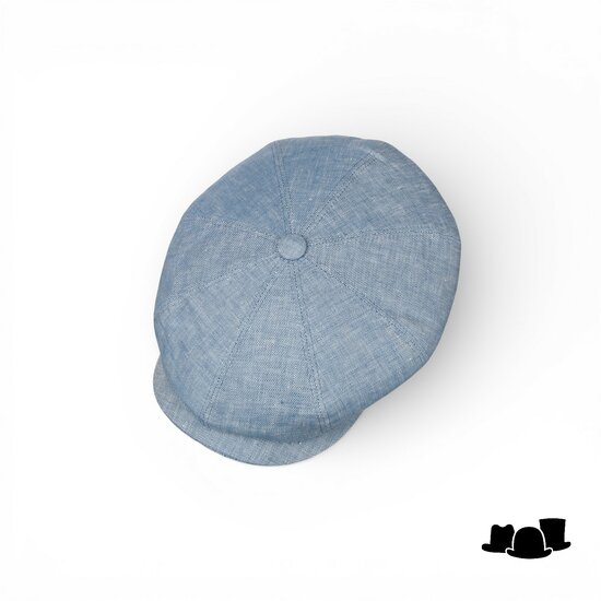 stetson hatteras newsboy cap classic linnen lichtblauw
