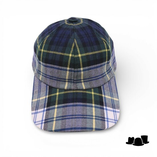 city sport winter baseball cap tartan blauw groen